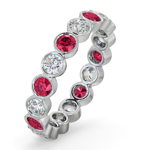 Ruby 1.50ct And G/VS Diamond 18KW Gold Eternity Ring